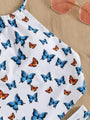 Kaylee Sexy Butterfly Pattern Printing Halter Bikini - Vestir en Moda