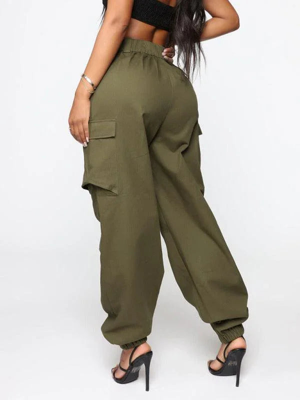 Keira Casual Multi Pocket Button Fly Straight Cargo Trousers - Vestir en Moda