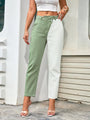 Kendall High Waist Straight Regular Barrel Color Block Capris Jeans - Vestir en Moda
