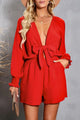 Kendry Tied Flounce Sleeve Plunge Rompers - Vestir en Moda