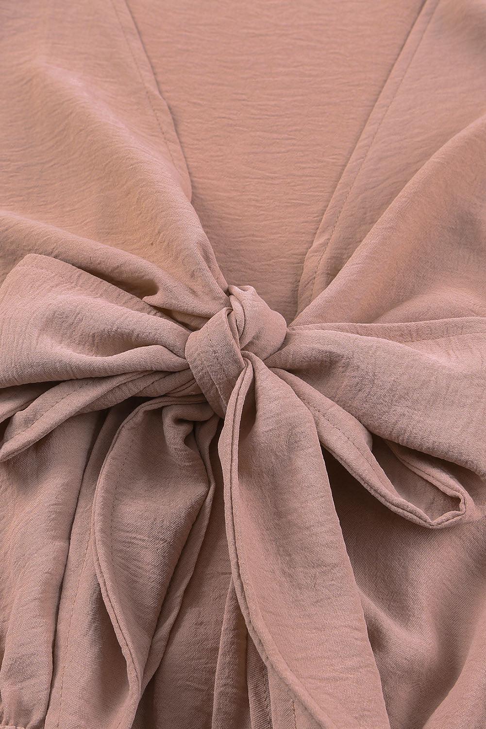 Kendry Tied Flounce Sleeve Plunge Rompers - Vestir en Moda