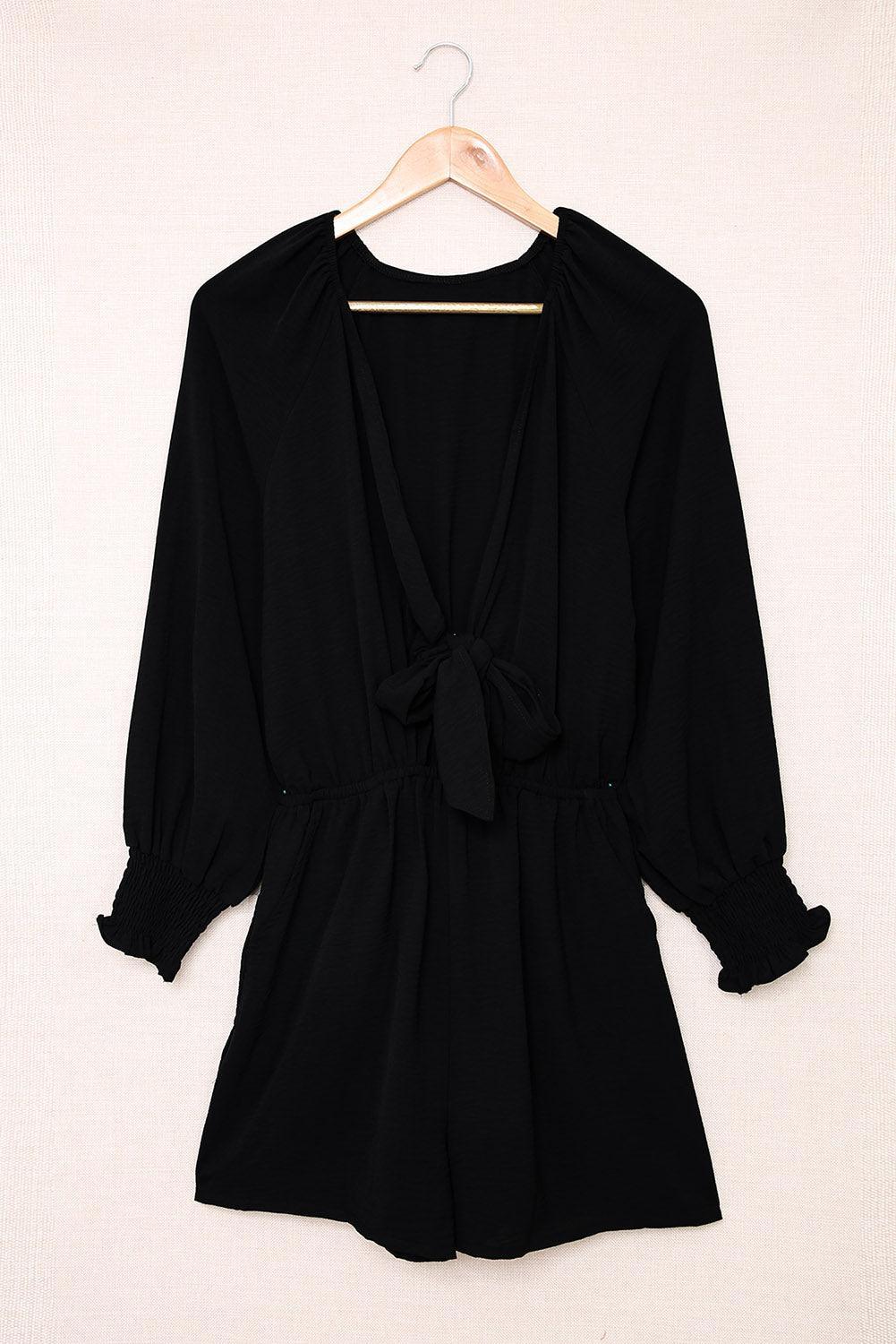 Kendry Tied Flounce Sleeve Plunge Rompers - Vestir en Moda