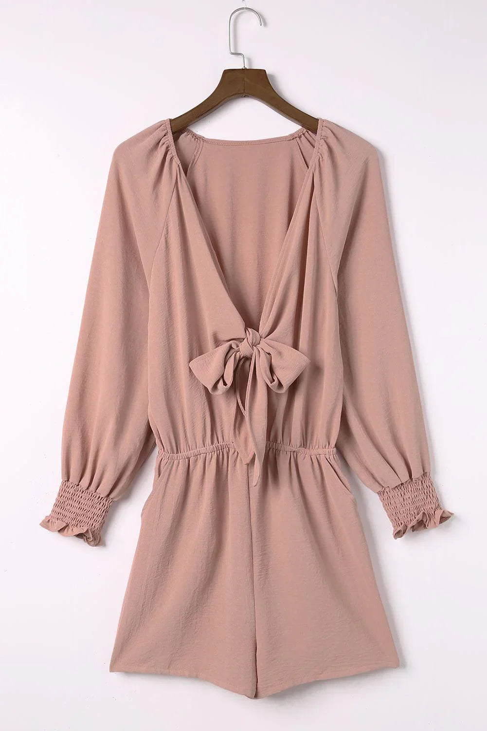 Kendry Tied Flounce Sleeve Plunge Rompers - Vestir en Moda