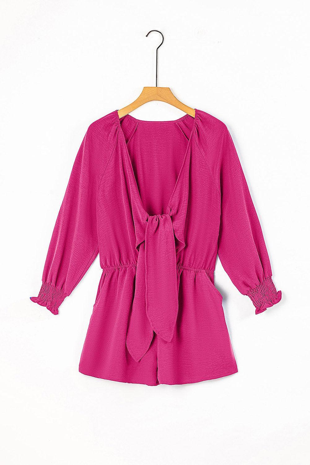 Kendry Tied Flounce Sleeve Plunge Rompers - Vestir en Moda