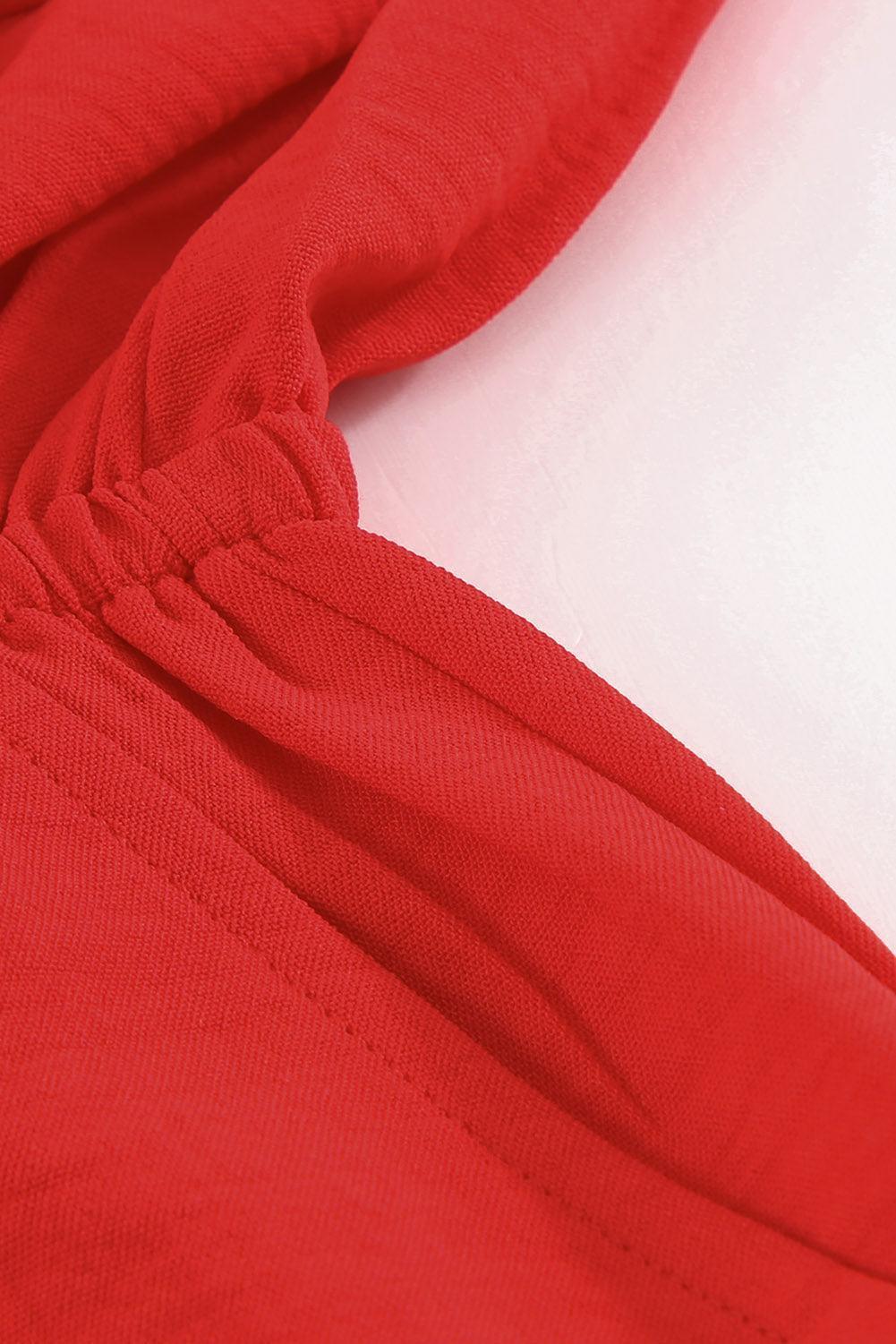 Kendry Tied Flounce Sleeve Plunge Rompers - Vestir en Moda