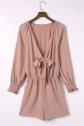 Kendry Tied Flounce Sleeve Plunge Rompers - Vestir en Moda