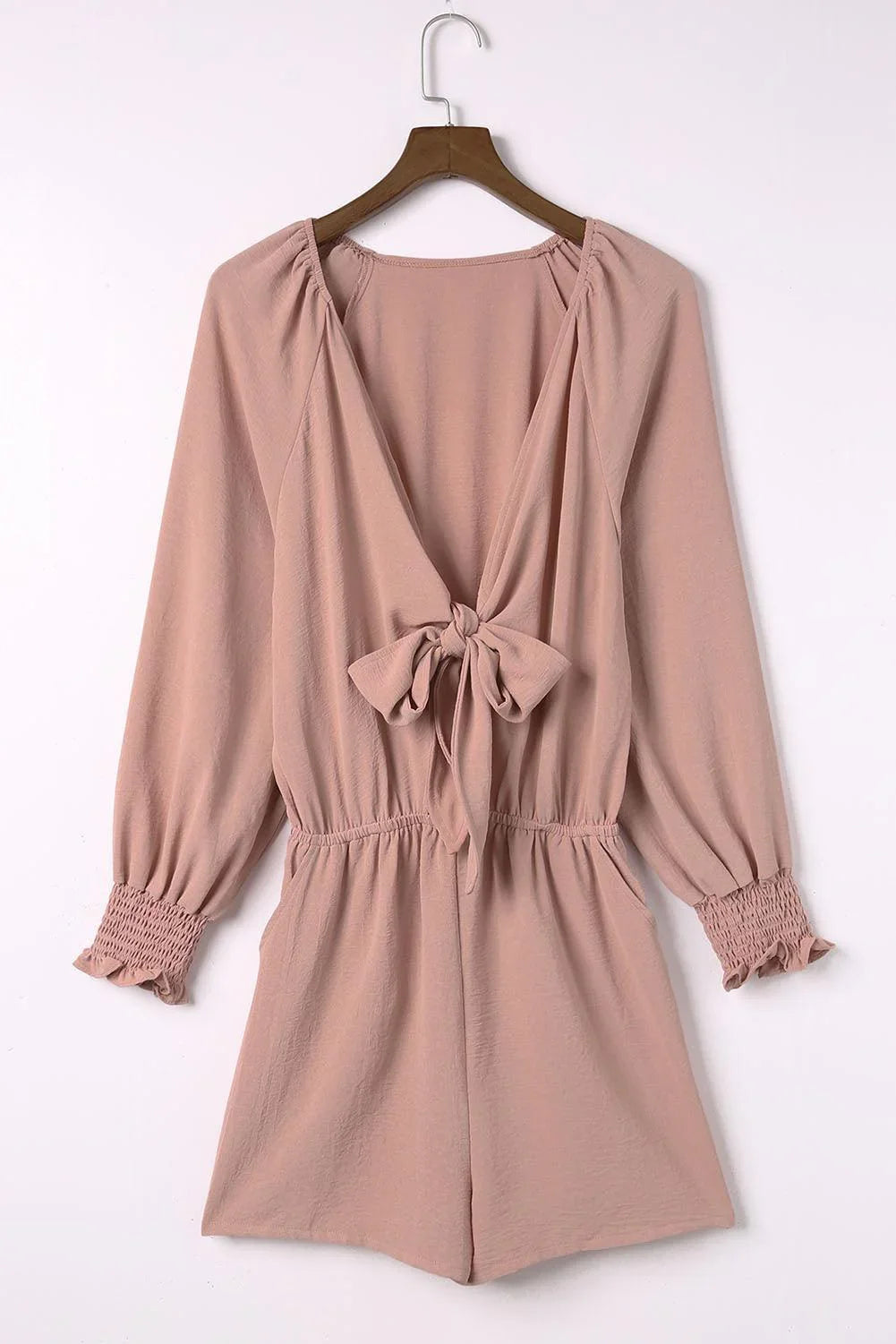 Kendry Tied Flounce Sleeve Plunge Rompers - Vestir en Moda