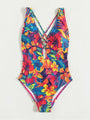 Kimberly Low V Neck Backless Floral Swimsuit - Vestir en Moda