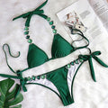 Kinsley Halter Crystal Diamond Rhinestone Brazilian Bathing Swimwear - Vestir en Moda