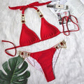 Kinsley Halter Crystal Diamond Rhinestone Brazilian Bathing Swimwear - Vestir en Moda