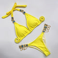 Kinsley Halter Crystal Diamond Rhinestone Brazilian Bathing Swimwear - Vestir en Moda