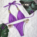 Kinsley Halter Crystal Diamond Rhinestone Brazilian Bathing Swimwear - Vestir en Moda