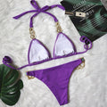Kinsley Halter Crystal Diamond Rhinestone Brazilian Bathing Swimwear - Vestir en Moda