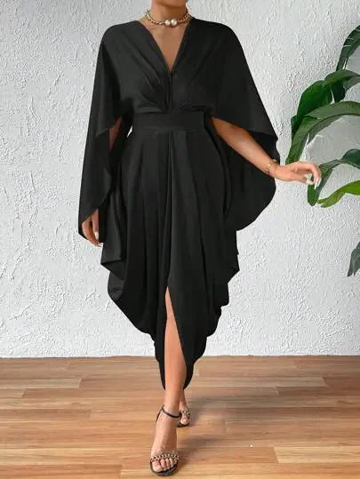 Pleated Wave High-Quality Wide Waist Dress