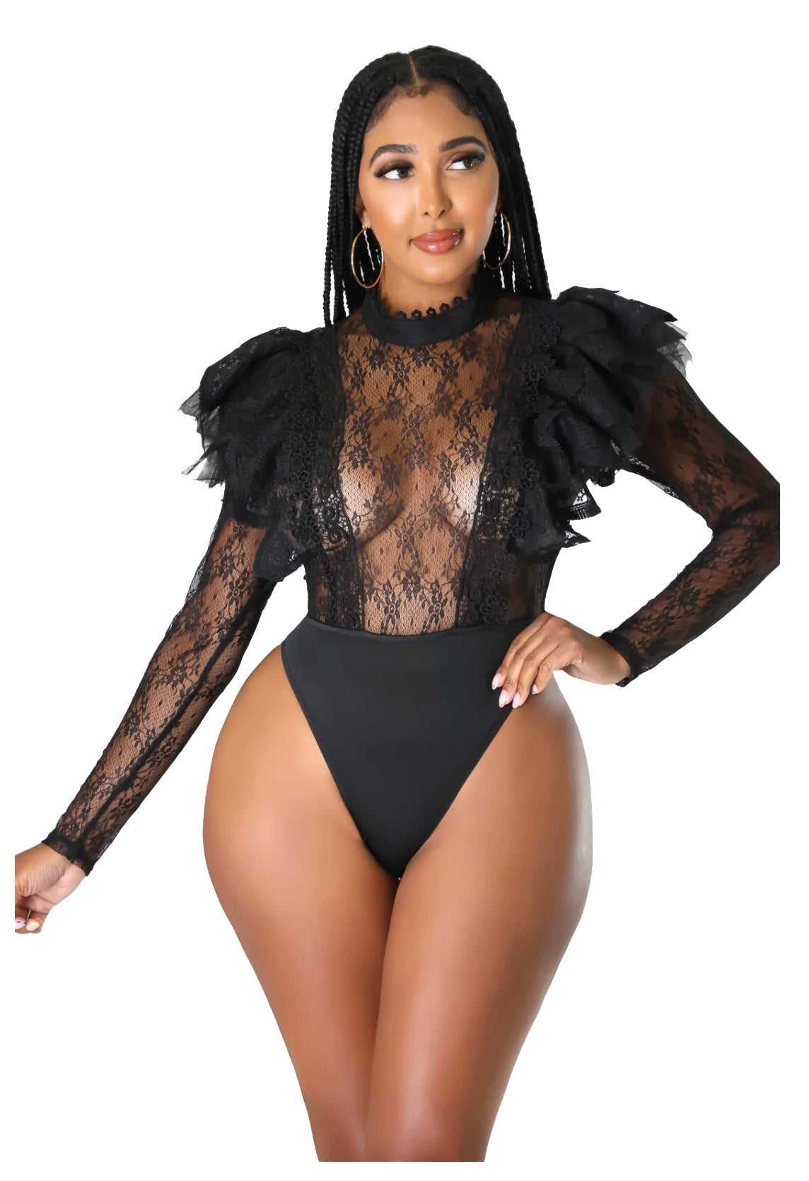 Miami Night Two Piece Lace Bodysuit with Boot Cut