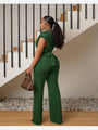 Laia V Neck Solid Wide Leg Jumpsuits - Vestir en Moda