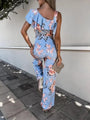 Laura Summer Loose Lace-up Printed Jumpsuits - Vestir en Moda