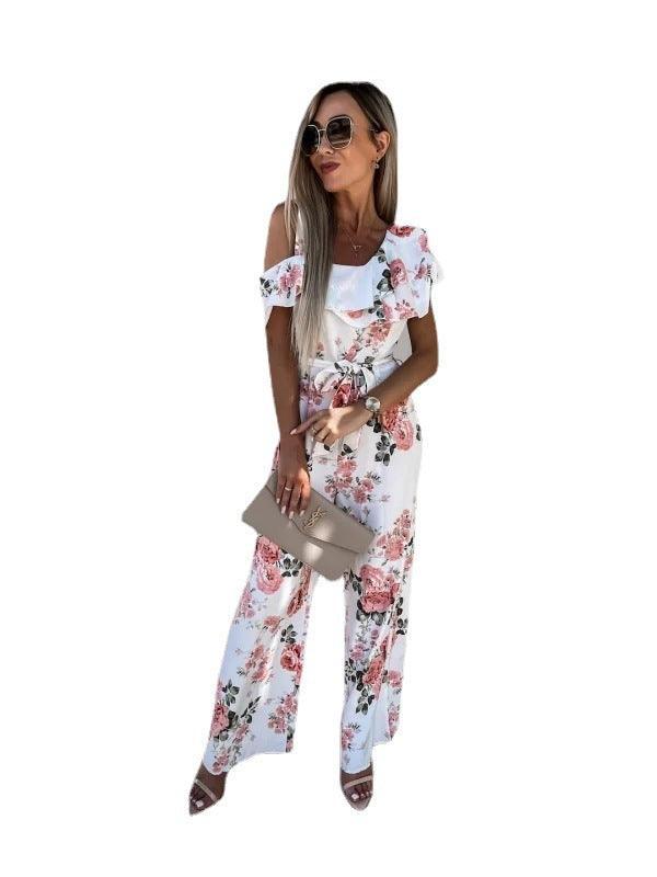 Laura Summer Loose Lace-up Printed Jumpsuits - Vestir en Moda