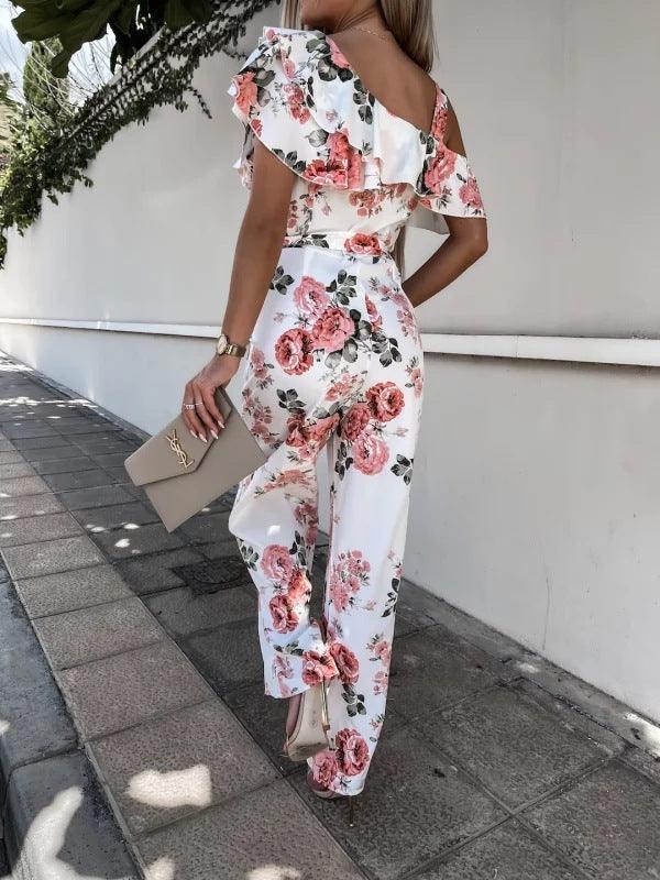 Laura Summer Loose Lace-up Printed Jumpsuits - Vestir en Moda
