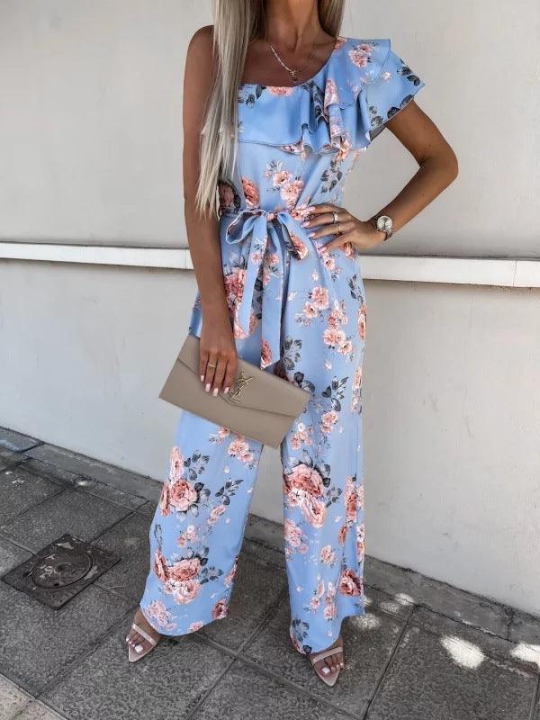 Laura Summer Loose Lace-up Printed Jumpsuits - Vestir en Moda