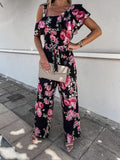 Laura Summer Loose Lace-up Printed Jumpsuits - Vestir en Moda