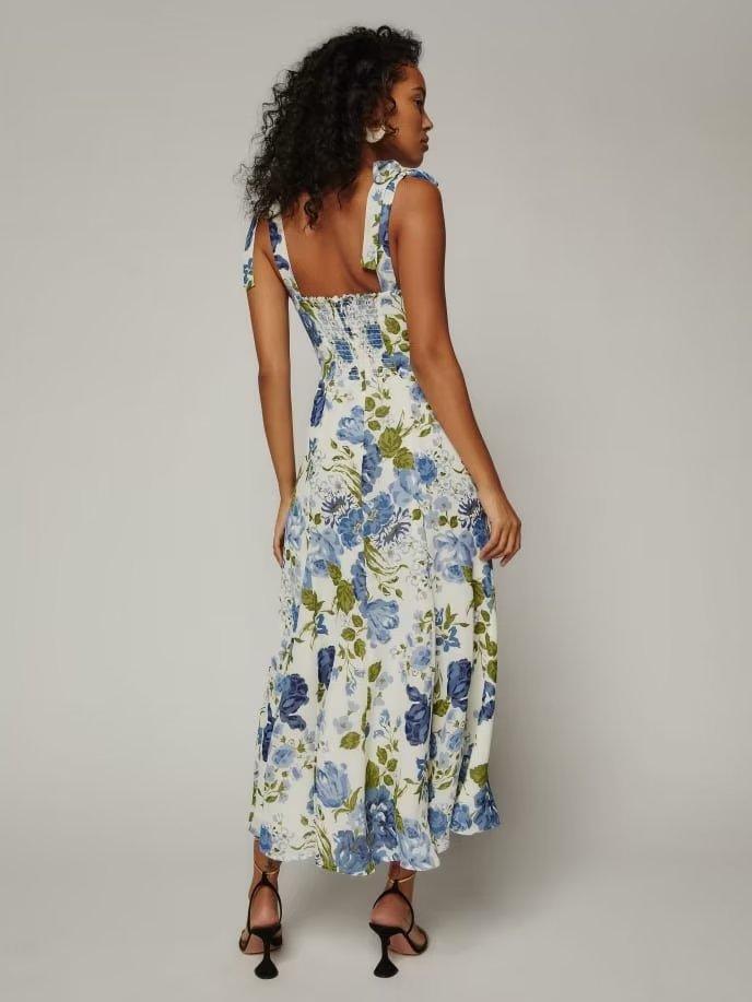 laura Summer Women Clothing Waist Strap Type Drawstring Printed Dresses - Vestir en Moda