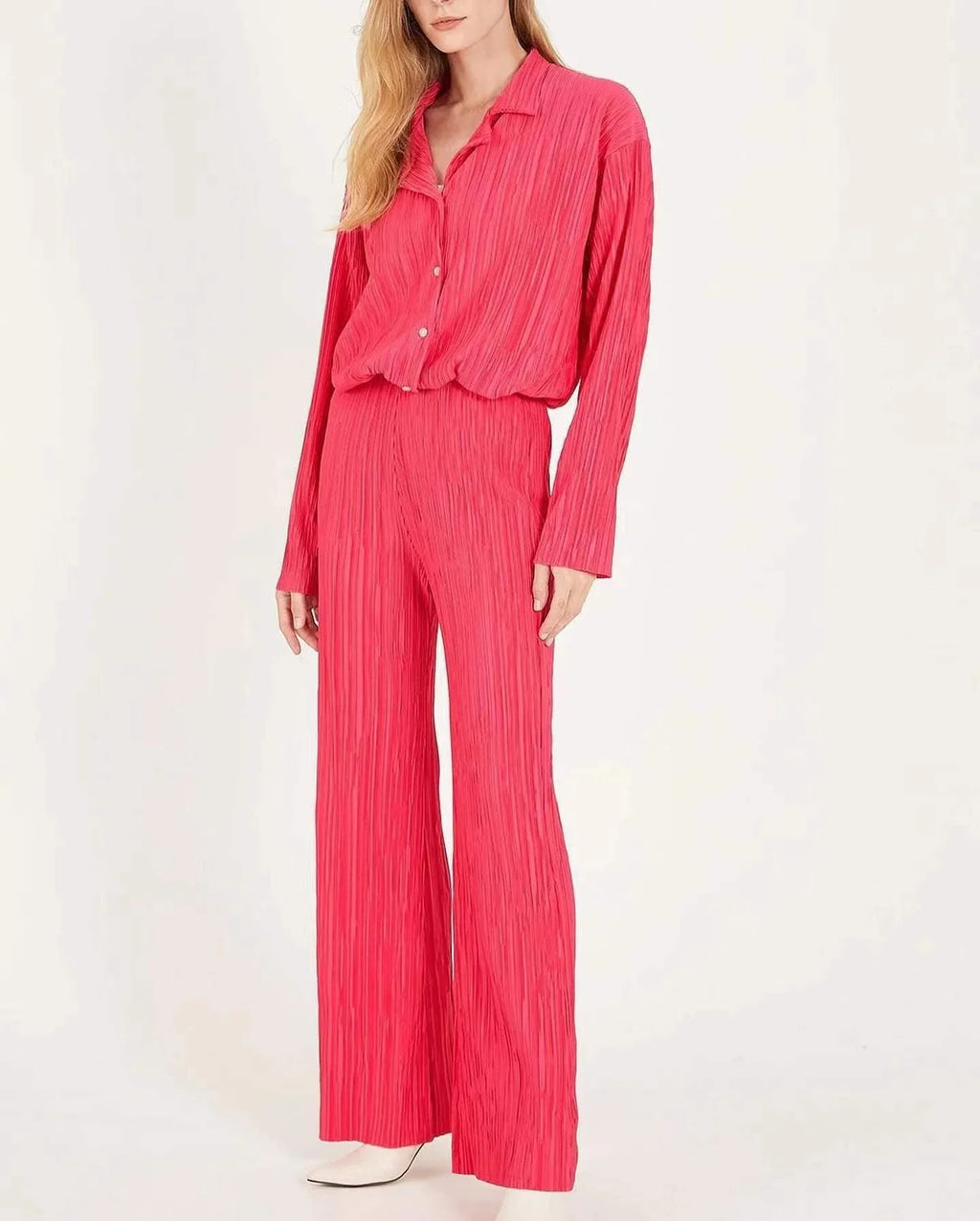 Layla Texture Loose Slimming Pleated Casual Two Piece Sets - Vestir en Moda