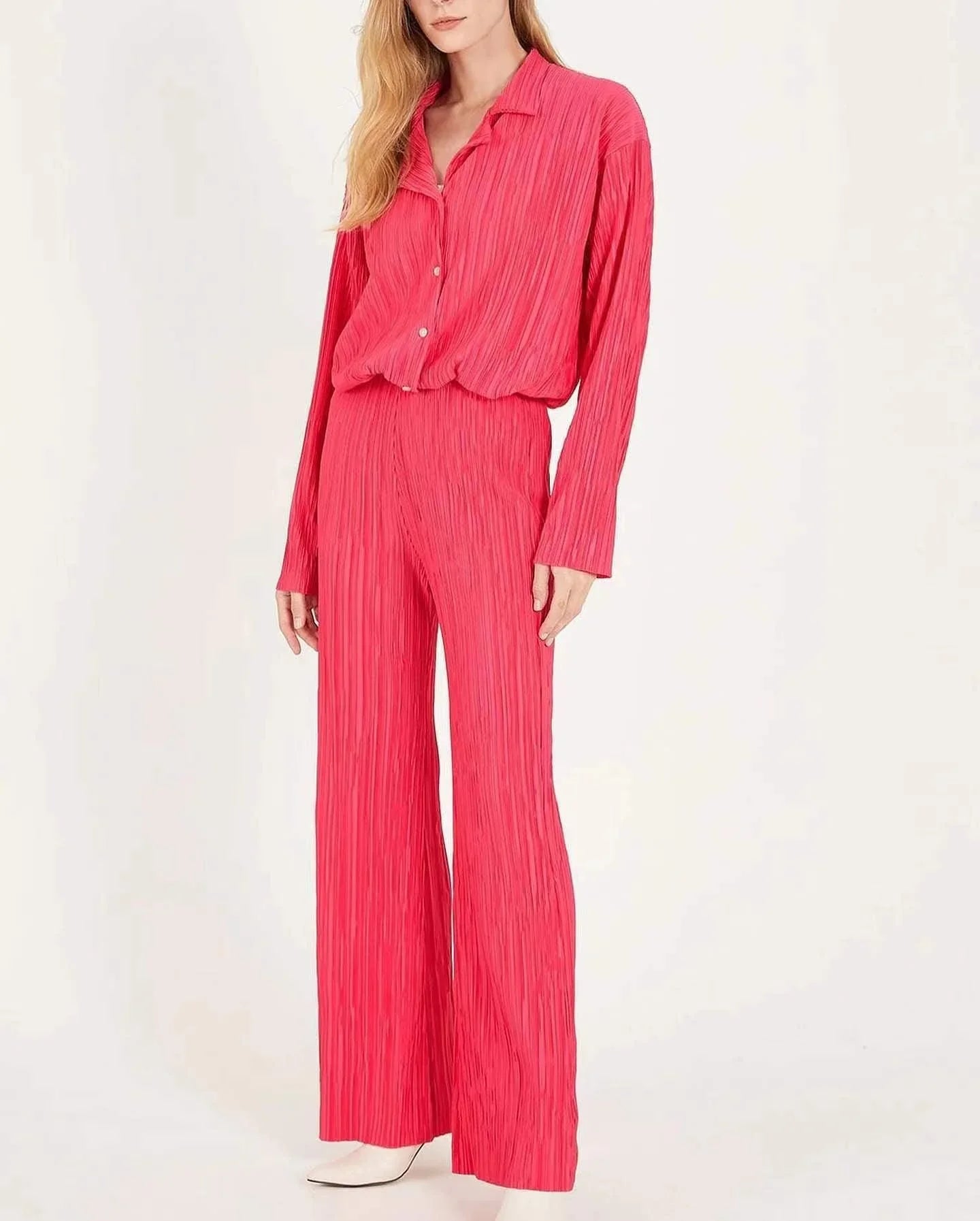 Layla Texture Loose Slimming Pleated Casual Two Piece Sets - Vestir en Moda