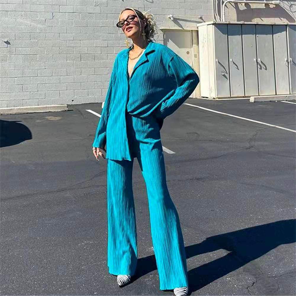 Layla Texture Loose Slimming Pleated Casual Two Piece Sets - Vestir en Moda