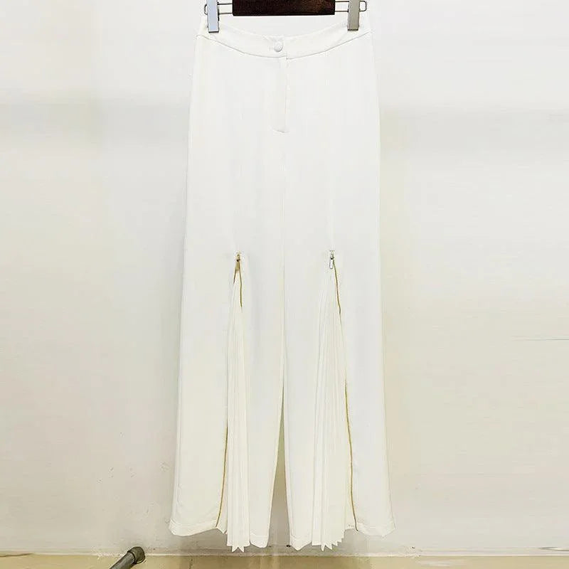 Leilani Pleated Zipper Trousers Lace up Sexy Two Piece Set - Vestir en Moda