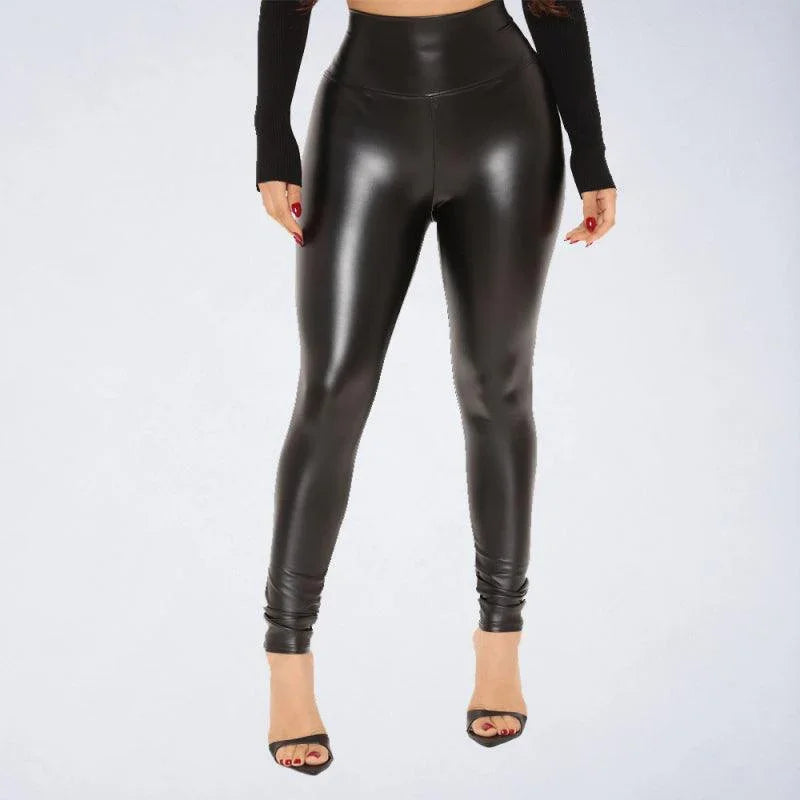 Leona Pull On Styling Faux Leather Solid Pants - Vestir en Moda