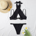 Leona Sexy Cross Halter Straps Underwire Push Up Women High Cut Thong Swimsuit - Vestir en Moda