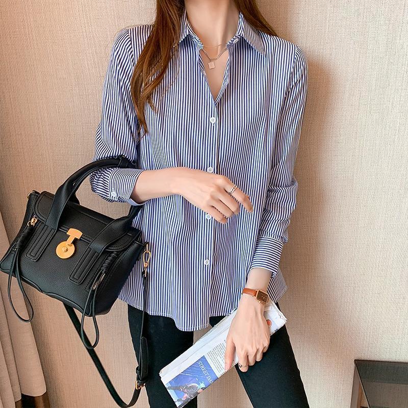 Letticia Office Printing Striped Single-breasted Shirt - Vestir en Moda