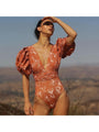 Lexie New Printing Puff Sleeve One Piece Swimsuit - Vestir en Moda