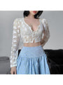 Lilith Sexy Transparent Lace Puff Sleeve Blouse - Vestir en Moda