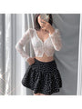 Lilith Sexy Transparent Lace Puff Sleeve Blouse - Vestir en Moda