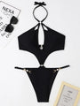 Lillian Halter Solid One Piece New Hollow Out Diamond Push Up Bikini - Vestir en Moda