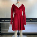 Lily Autumn Winter Women Clothes Selling V Neck Velvet Sexy Holiday Dress - Vestir en Moda