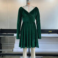 Lily Autumn Winter Women Clothes Selling V Neck Velvet Sexy Holiday Dress - Vestir en Moda
