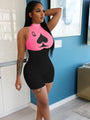 Lina Contrast Color Poker Print Sleeveless Romper - Vestir en Moda