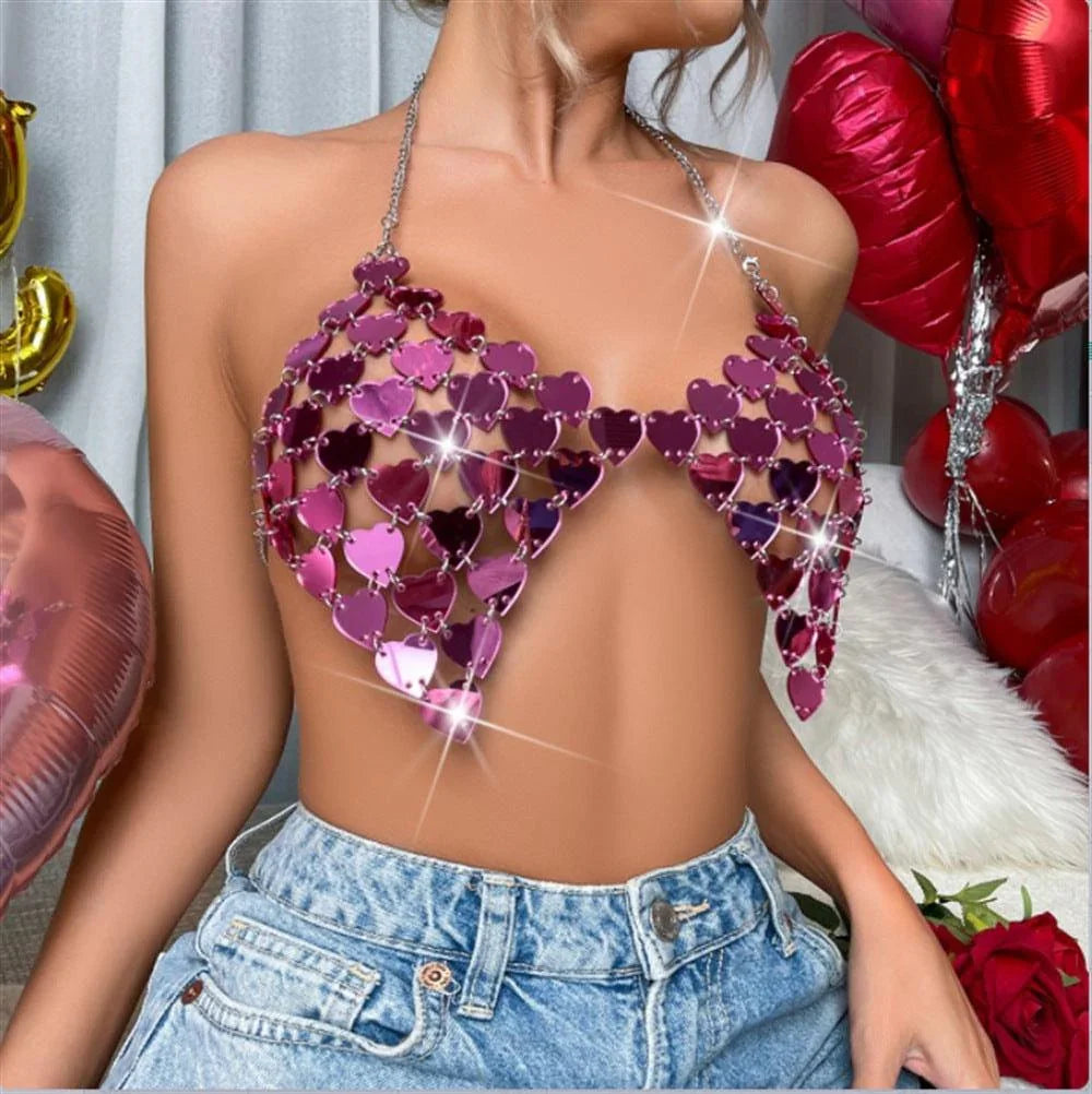 Linda Sexy Acrylic Heart Shape Mirror Tank Tops - Vestir en Moda