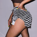 Logan Texture Striped Drawstring High Waist Super Casual Slim Short - Vestir en Moda