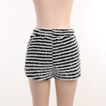 Logan Texture Striped Drawstring High Waist Super Casual Slim Short - Vestir en Moda