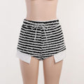 Logan Texture Striped Drawstring High Waist Super Casual Slim Short - Vestir en Moda