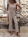 Lola Women V-neck Faux Animal-print Tie-front Sleeveless Jumpsuits - Vestir en Moda