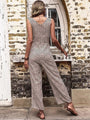 Lola Women V-neck Faux Animal-print Tie-front Sleeveless Jumpsuits - Vestir en Moda