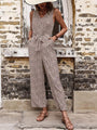 Lola Women V-neck Faux Animal-print Tie-front Sleeveless Jumpsuits - Vestir en Moda
