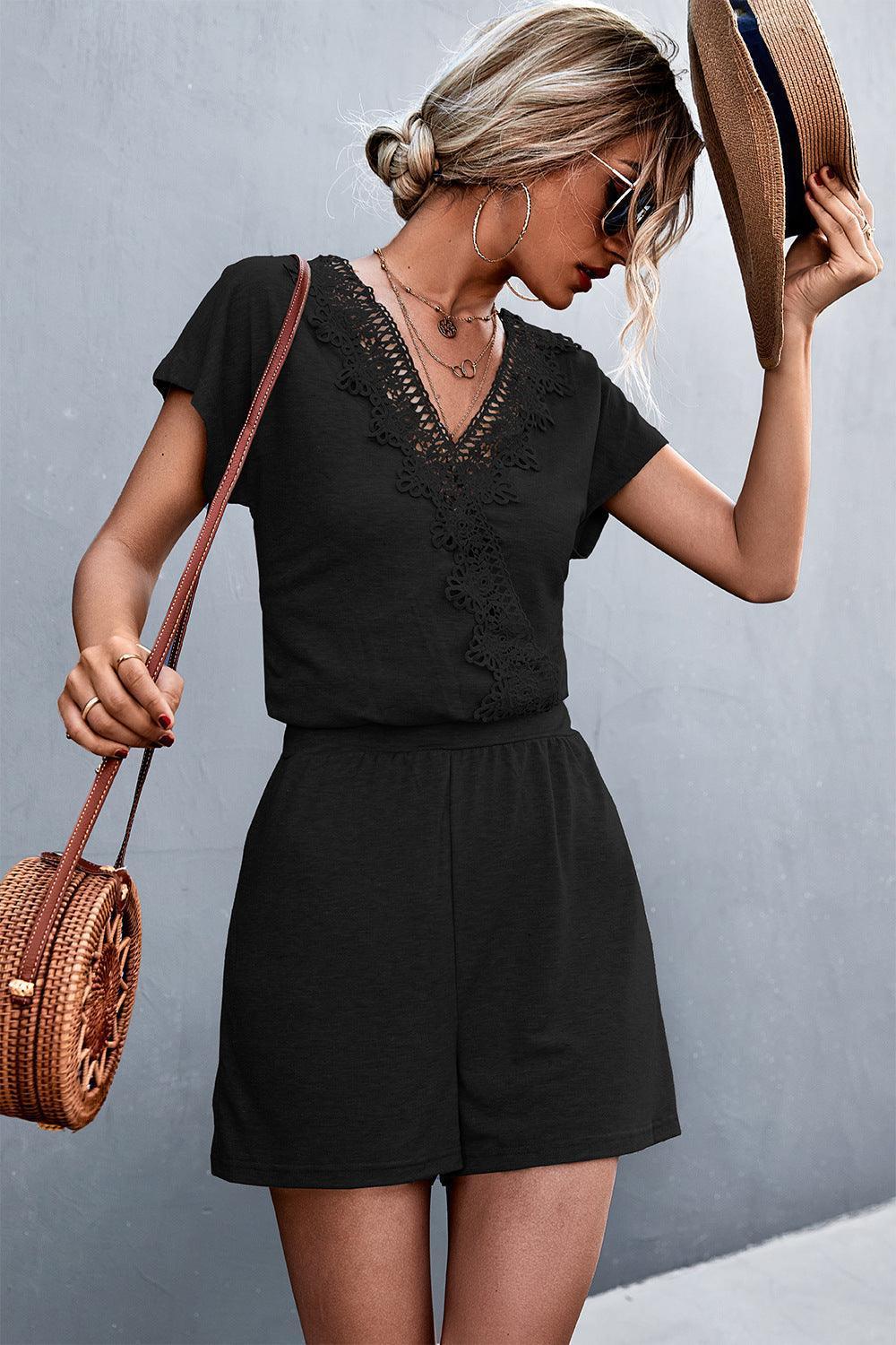 Lolita Lace Trim V-Neck Rompers - Vestir en Moda