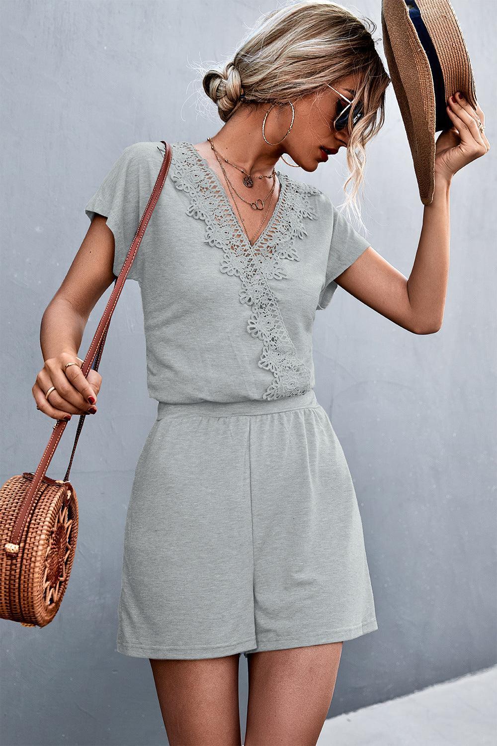 Lolita Lace Trim V-Neck Rompers - Vestir en Moda