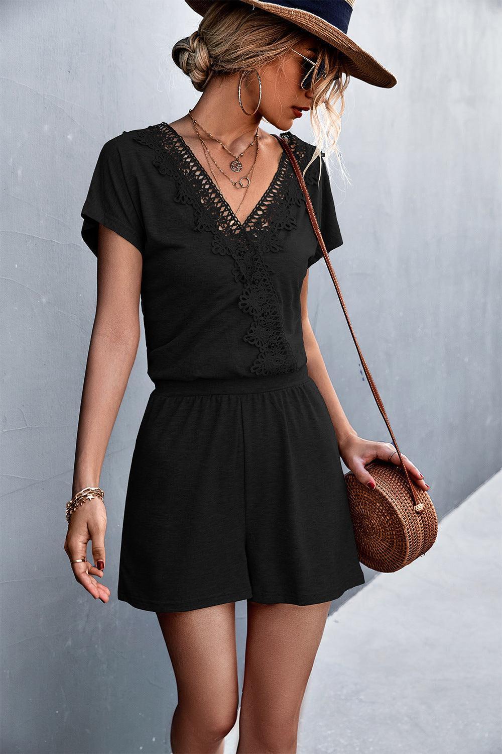 Lolita Lace Trim V-Neck Rompers - Vestir en Moda
